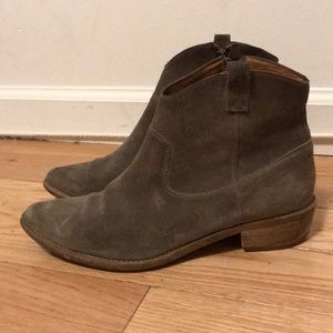 Madewell green/sage suede booties